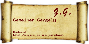 Gemeiner Gergely névjegykártya